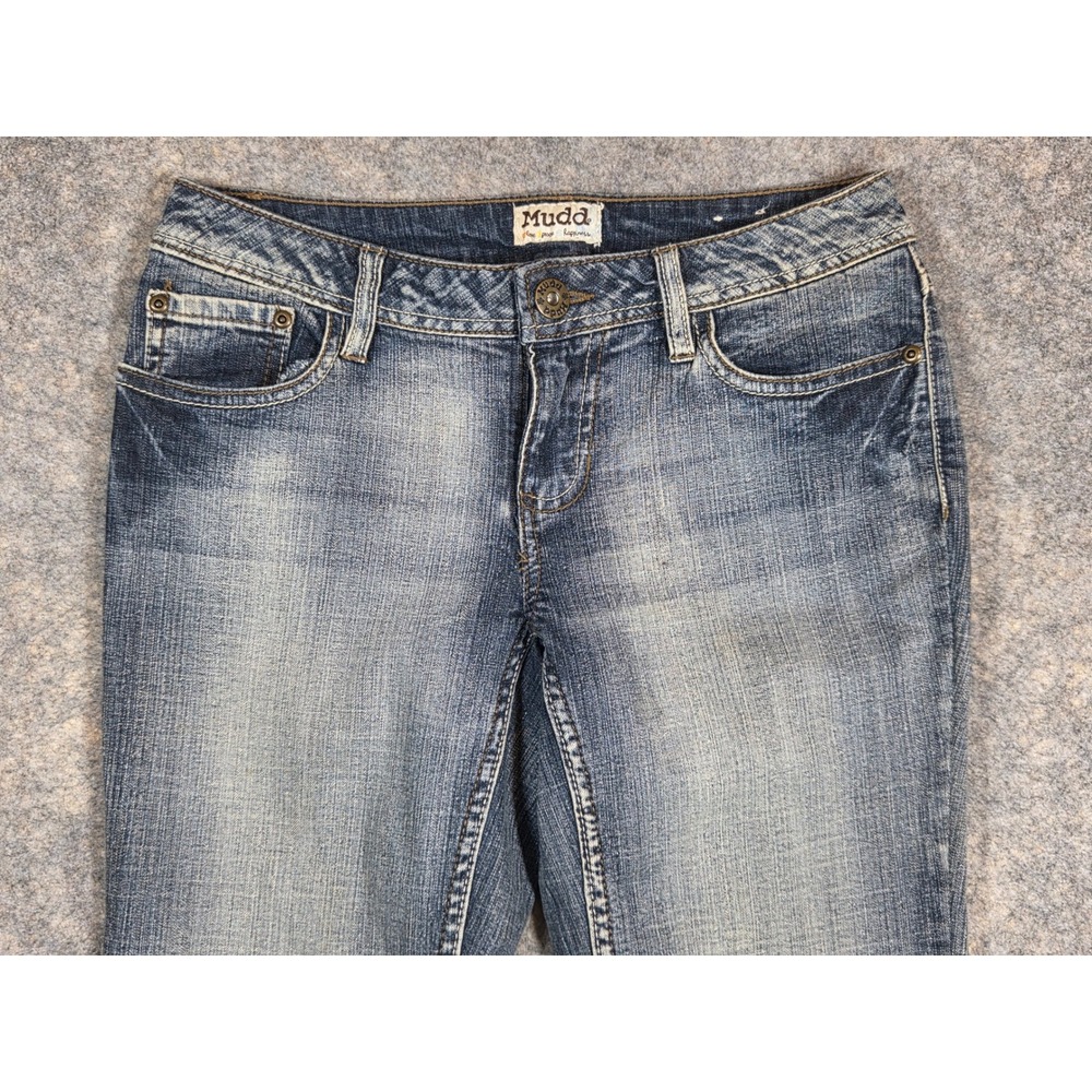 Mudd Womens Low Rise Bootcut Jeans Size 5 Medium Wash Y2K Pants Embellished Gems - Picture 4 of 14